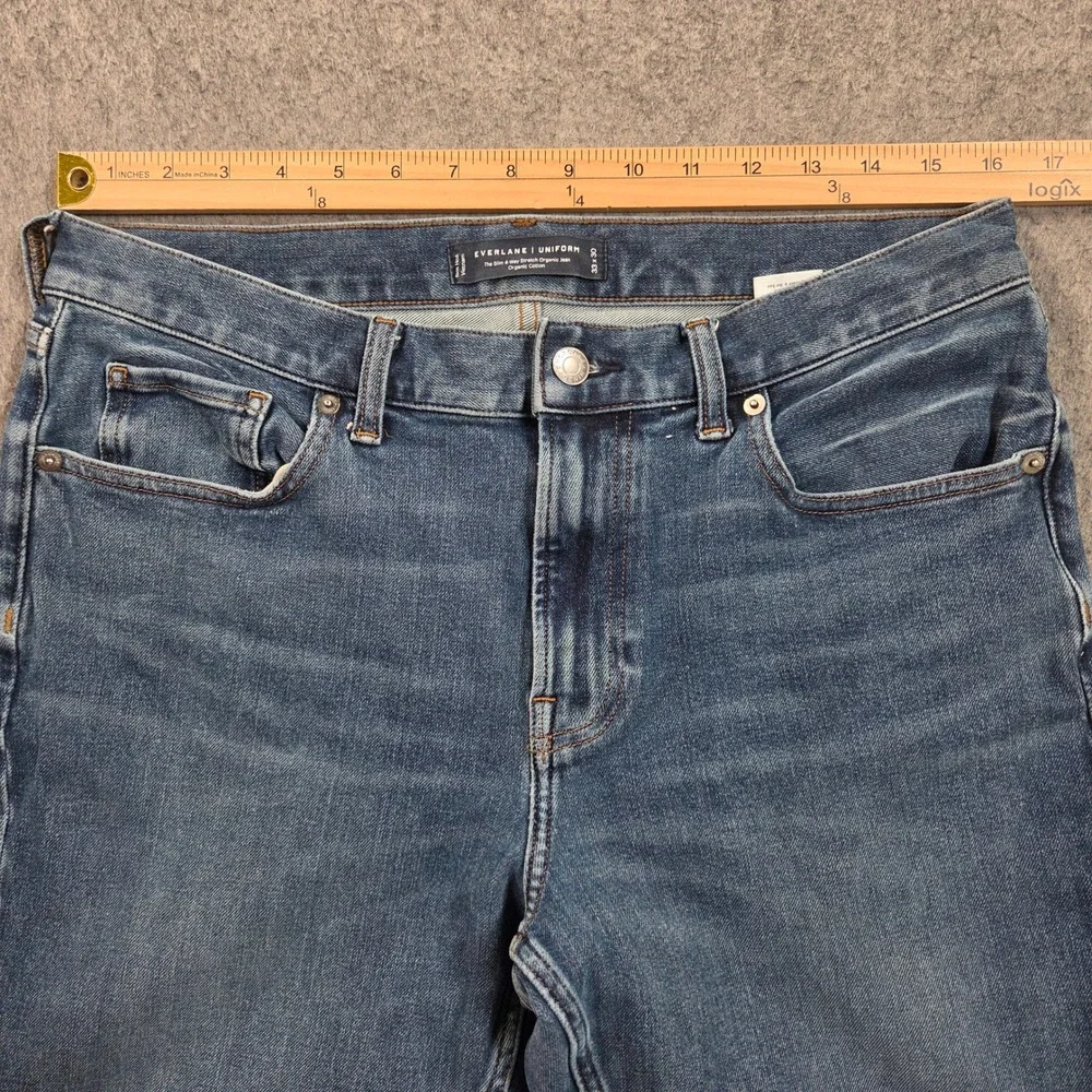 Everlane Uniform Jeans Mens Blue 33x28 (tag 33x30) Slim Stretch Medium Wash